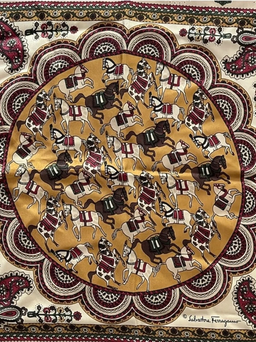 Salvatore Ferragamo Vintage Caramel Leather Top-Handle Bag with Silk Scarf (COA) - Picture 14 of 16